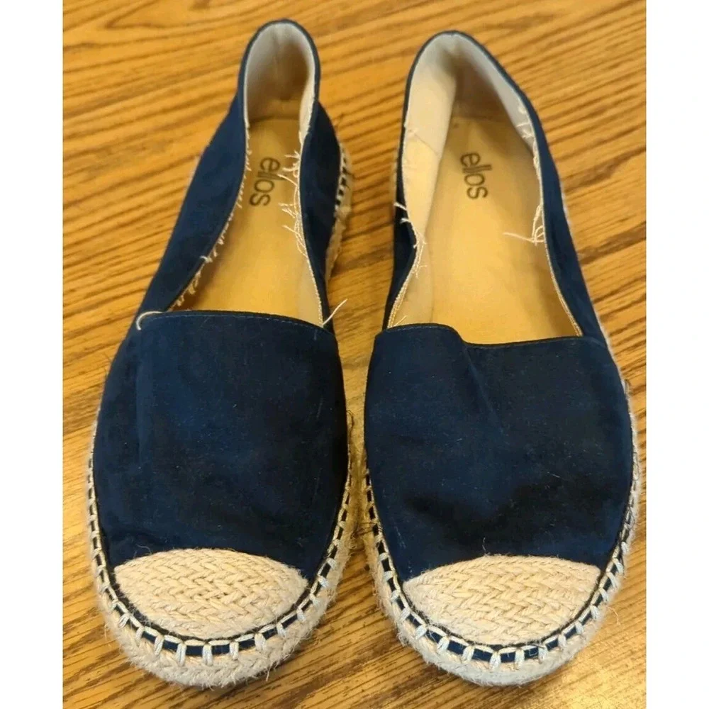 Ellos Women's Espadrille Flat Shoes Size 8.5 M Navy Suede‎